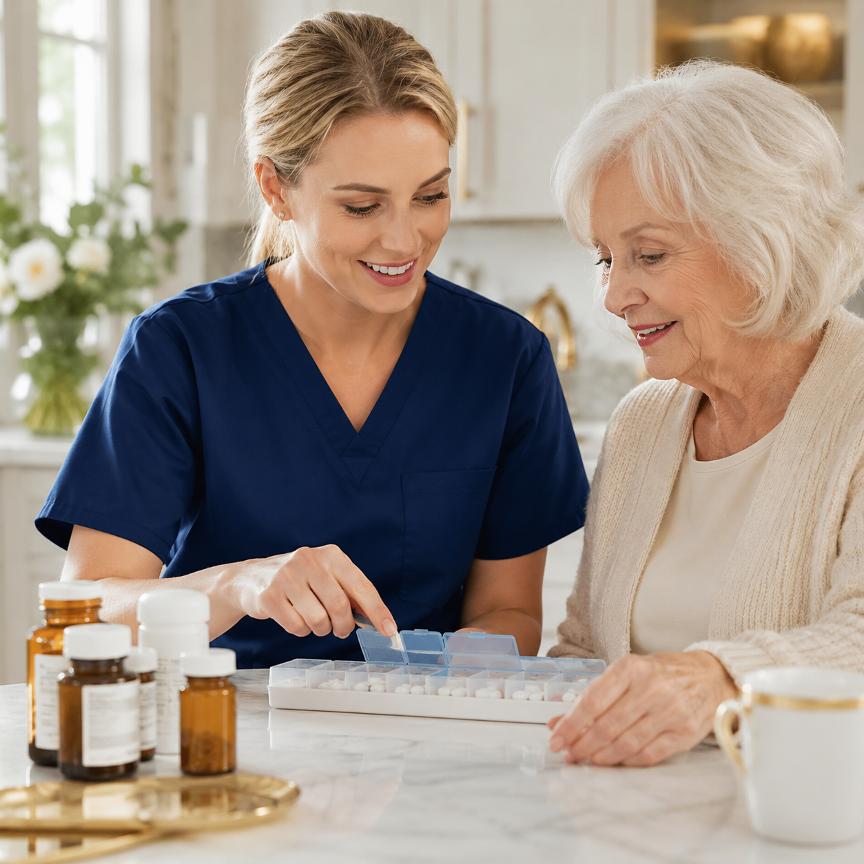 Medication reminders with a caregiver