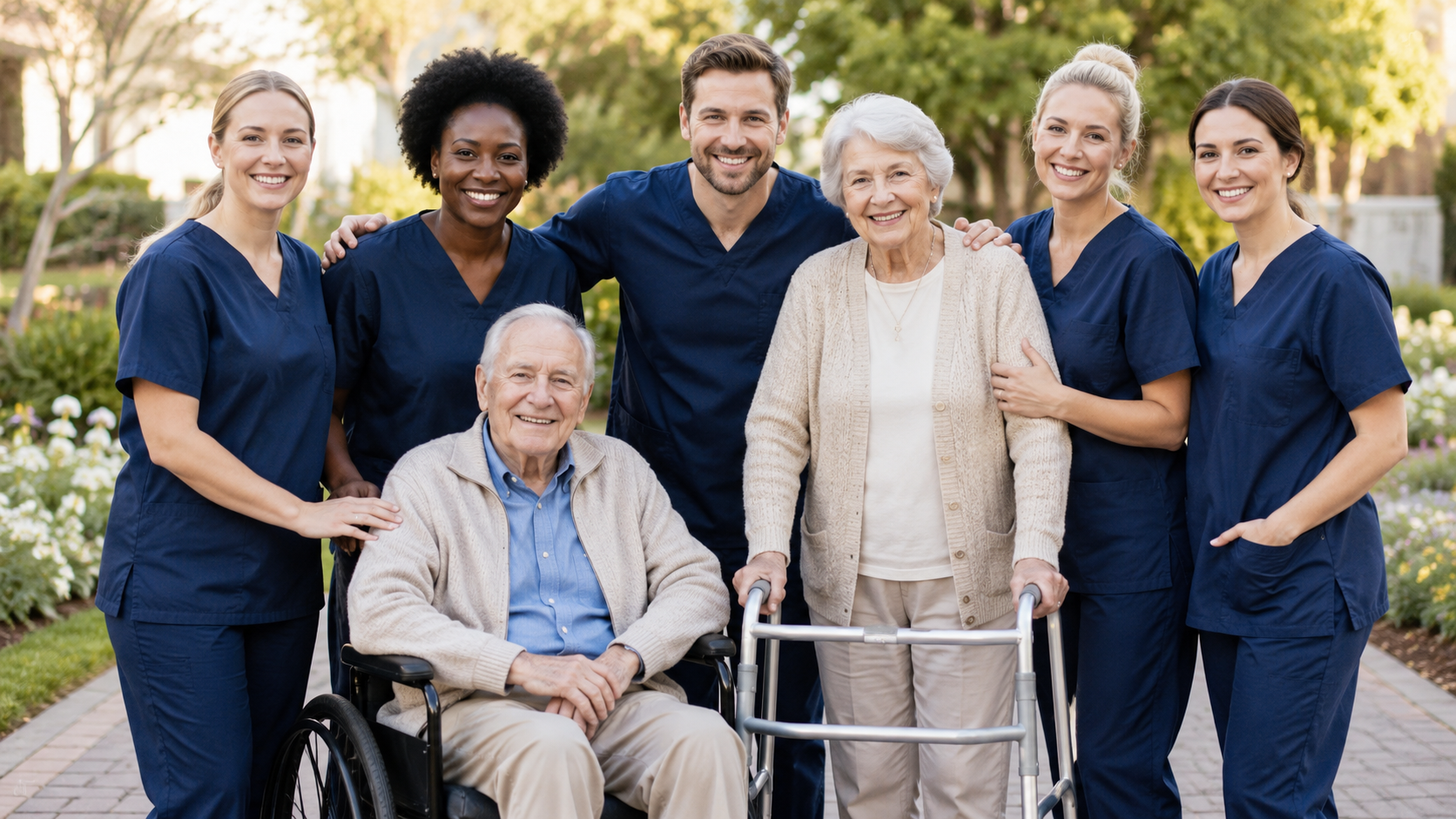 The Guardian Angels care team with clients outdoors